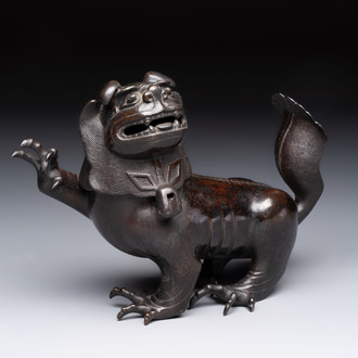 A rare Chinese bronze lion-form censer, Southern Song