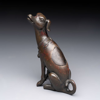 A rare Chinese bronze 'hound' censer, Ming
