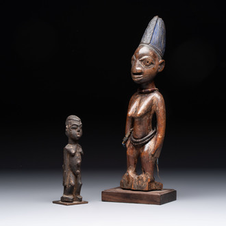 A wooden Lobi Bateba figure and a wooden Ibeji figure, Africa, Lobi people and Yoruba people