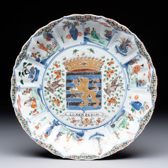 A Chinese famille verte armorial 'Provinces' dish with the arms of Luxembourg, Kangxi