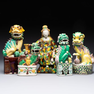 Five Chinese sancai-glazed wares, Kangxi and later