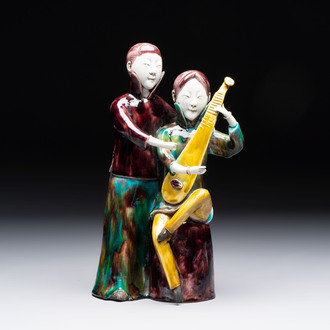 A Chinese sancai-glazed biscuit 'musician' group, Republic