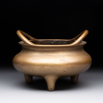 A Chinese bronze tripod censer, Xuande mark, 18th C.