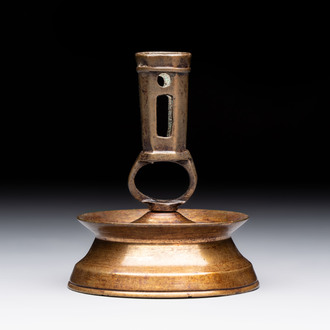 A Flemish knotted brass candlestick, 15th C. and later