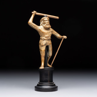 A Gothic brass chandelier finial in the form of a Wild Man, Flanders, ca. 1500