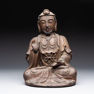 A rare Chinese dry lacquer figure of a Luohan, Ming