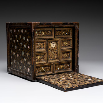 A Japanese Nanban portable lacquer cabinet, Momoyama, late 16th/early 17th C.