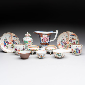 A varied collection of 11 Chinese famille rose wares, Qianlong