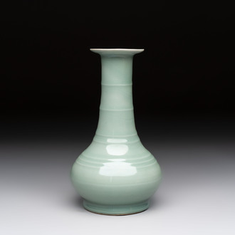 A fine Chinese Longquan celadon bottle vase, Song/Yuan