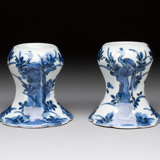 A pair of Japanese Arita blue and white salts, Edo, 18th C.