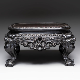 A Chinese carved hongmu stand, Canton 19th C.
