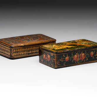 Two lacquered rectangular snuff boxes, Qajar and Ottoman Empire, 19th C.