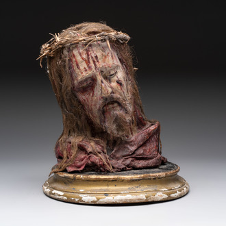 A polychrome devotional wax bust of Christ, Italy, 19th C.