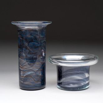 Willem Heesen (The Netherlands, 1925-2007): Two glass vases, signed and numbered, De Oude Horn, 1978