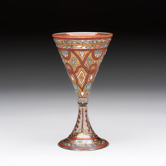 An enamelled glass Orientalistic-style goblet, in the style of Jacques Philippe Imberton, possibly France, 19th C.