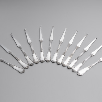 A set of 12 silver crustacean forks, 835/000, Wolfers Frères, Brussels, 20th C.