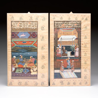 Mughal school: a pair of finely painted miniatures with Persian inscriptions, 18th C.