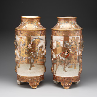 A pair of Japanese Satsuma vases, Meiji, 19th C.