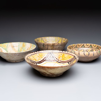 Four Nishapur pottery bowls, Iran, 10/11th C.