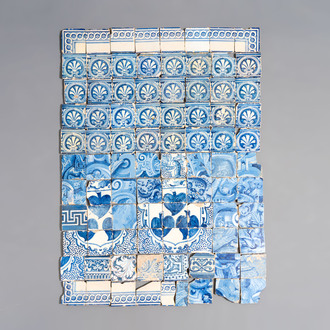A large and varied collection of 95 blue and white tiles, Spain and Portugal, 16/19th C.