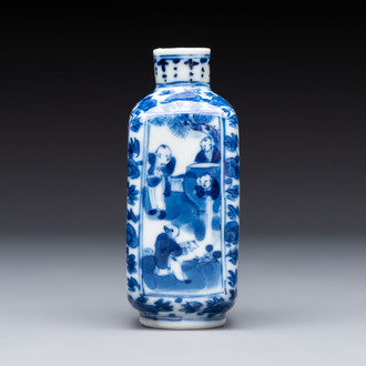 A Chinese blue and white 'Sima Guang 司馬光' snuff bottle, Qianlong mark, 19th C.