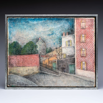 Kho Khiem Bing (Vietnam, 1917-): 'Quiet Street at Dusk', oil on canvas, dated 1944
