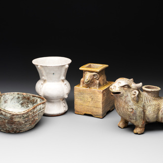 Four various Chinese monochrome wares, Qing and later