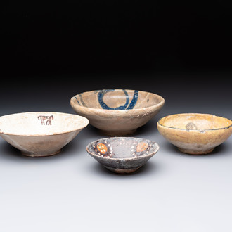 Four Persian pottery bowls, 10/13th C.