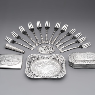 A group of 17 silver wares, mainly Southeast Asia, 19/20th C.