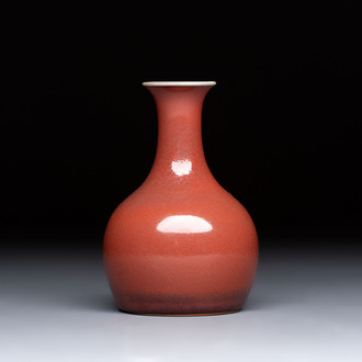 A fine Chinese copper-red-glazed vase, Yongzheng mark and of the period