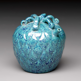 A Chinese fruit-shaped robin's egg-glazed water dropper, 19th C.