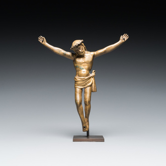 A parcel-gilt bronze Corpus Christi, probably France, 15/16th C.