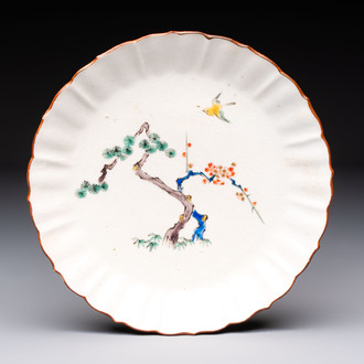 A Japanese Kakiemon-style 'Three Friends of Winter' plate, Edo, late 17/18th C.