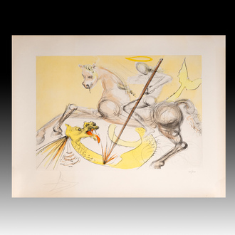 Salvador Dalí (1904-1989): 'St Georges et le Dragon',  drypoint etching with pochoir on Arches paper, signed in pencil and numbered 112/150