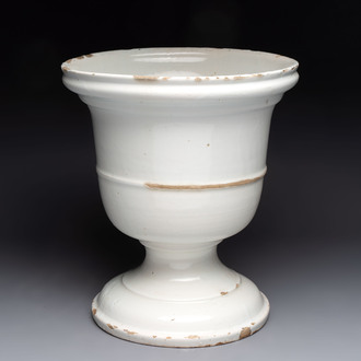 A large white-glazed Dutch Delft garden vase, late 17th/early 18th C.