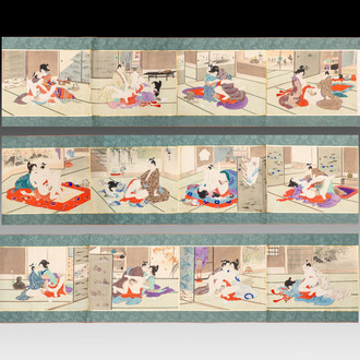 Murasaki Shuku 村崎宿久: 'Shunga - Mirror of the Four Seasons', Edo, 19th C.