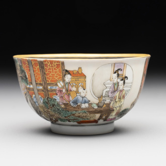 A fine Chinese famille rose 'San Niang Jiao Zi 三娘教子' cup, Yongzheng