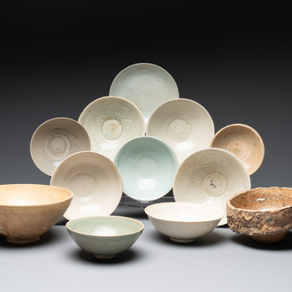 A collection of 12 Chinese monochrome wares, including a kiln waste, Fujian kilns, Song/Ming