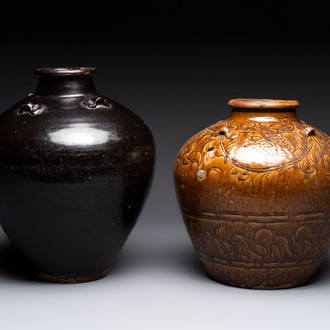 A Chinese black-glazed jar and a brown-glazed jar, Ming/Qing