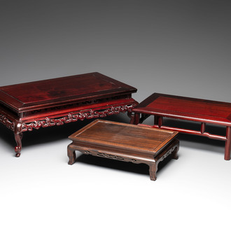 Three Chinese hongmu stands, 19/20th C.