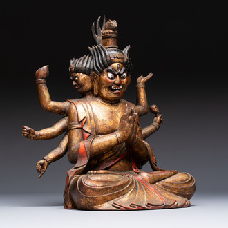 A Chinese or Japanese gilt-lacquered figure of Hayagrīva, 19th C.