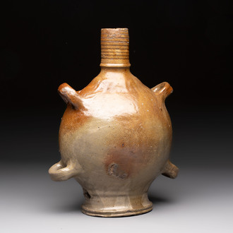 A Raeren stoneware pilgrim's flask, Germany, 17th C.