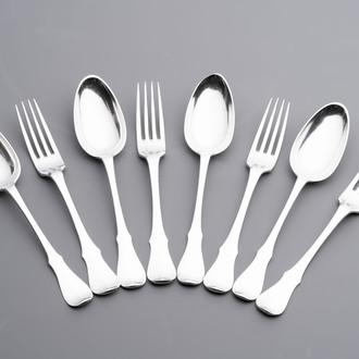 Four sets of silver spoons and forks, Ghent, dated (17)90