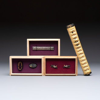 A varied group of six Japanese koshirae components or sword fittings, Edo