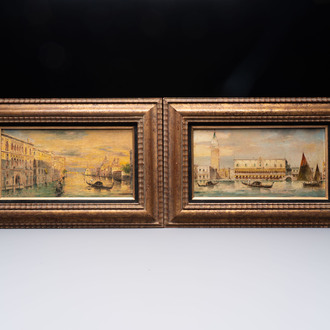 Giovanni Grubacs (1829-1919): 'Views of Venice', oil on panel, second half 19th C.