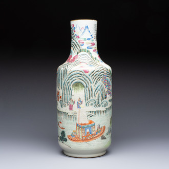A fine Chinese famille rose 'Ode to the Red Cliff' vase, Hongwu mark, Daoguang
