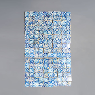 A large collection of 160 blue and white Spanish tiles with arabesque pattern, 2nd half 16th C.