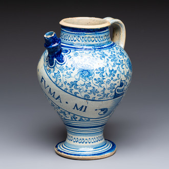 A fine blue and white Antwerp maiolica wet drug jar, 16th C.