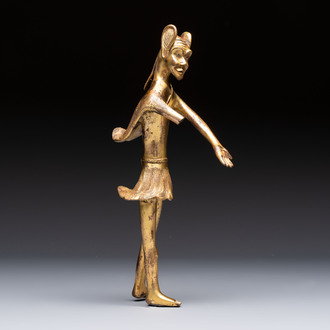 A Chinese gilt bronze figure of a birdman, probably Han