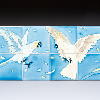 An Art Nouveau 'Cockatoos' tile mural, Gilliot et Cie., Hemiksem, 19/20th C.